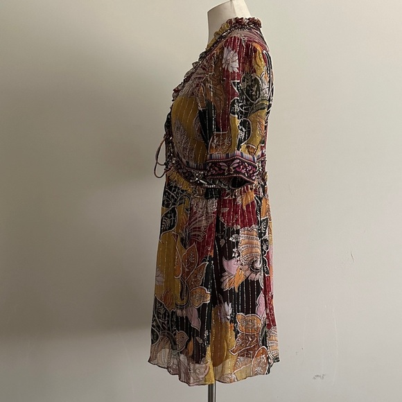 ANTHROPOLOGIE Beaded Sequin Shimmer Mini Dress Bohemian sz Medium - Picture 6 of 9